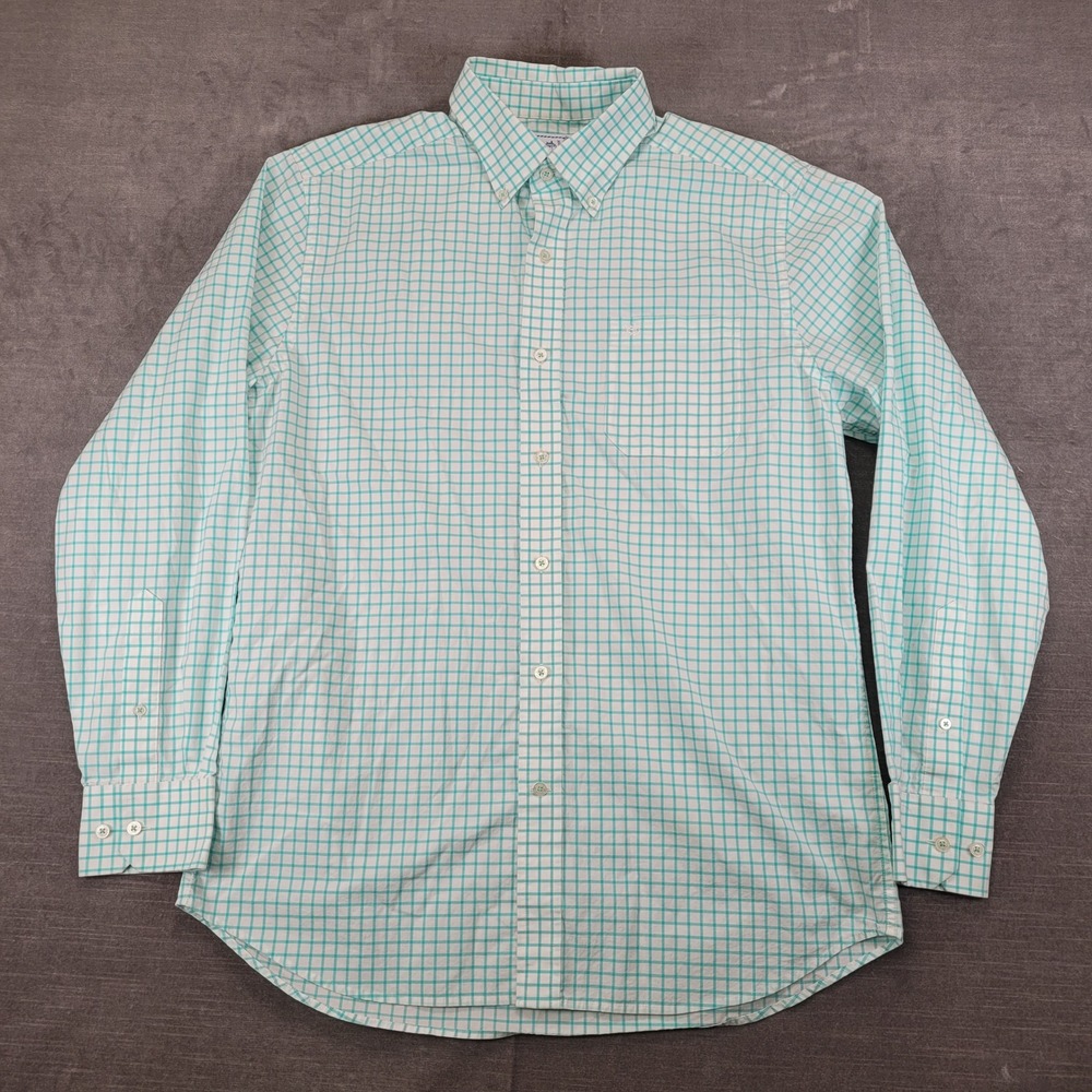 Southern Tide Mens Classic Fit Button Down Shirt Medium Mint Green Check Cotton